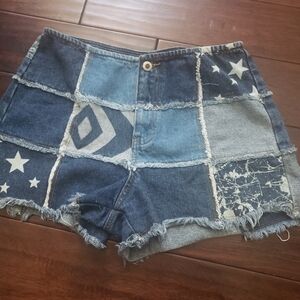 Women Carolina Blue Patchwork Shorts